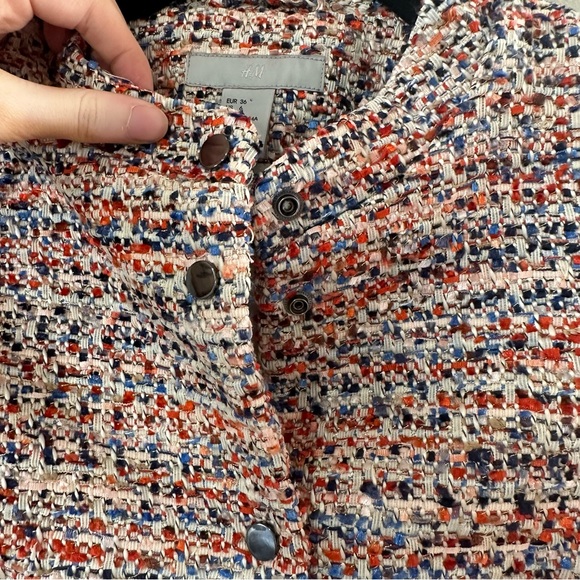 H&M Orange Multicolored Textured Weave Frayed Jacket Size 6 - Picture 8 of 11